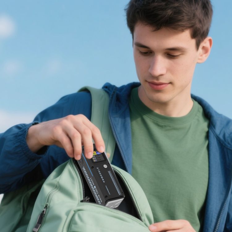 Powerology 27000mAh Smart Display Power Bank with 140W Power Delivery, USB-A & Dual USB-C Ports, 30cm 60W USB-C to USB-C Cable, Simultaneous Charging, Laptop Charging, Built-in Safeguards - Black