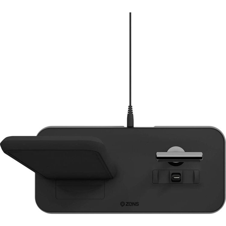 ZENS ZE-DC06B Dual Aluminium Wireless Charger & DOCK 20W, charges three devices, Ultra thin design - Black