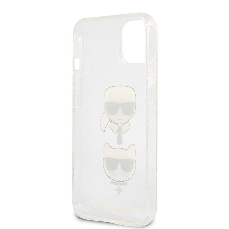 CG MOBILE Karl Lagerfeld TPU Full Glitter Case with Embossed Karl & Choupette Head Compatible for iPhone 13 (6.1") Scratch Resistant, Easy Access to All Ports, Drop