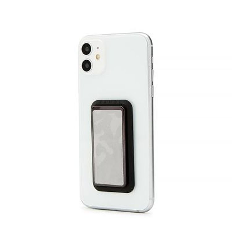 هاندل مقبض هاتف كامو ، أزواج مع أي هاتف ذكي ، مسند متعدد الوظائف ، متوافق مع الشحن اللاسلكي وقبضة الهاتف والحامل - رمادي