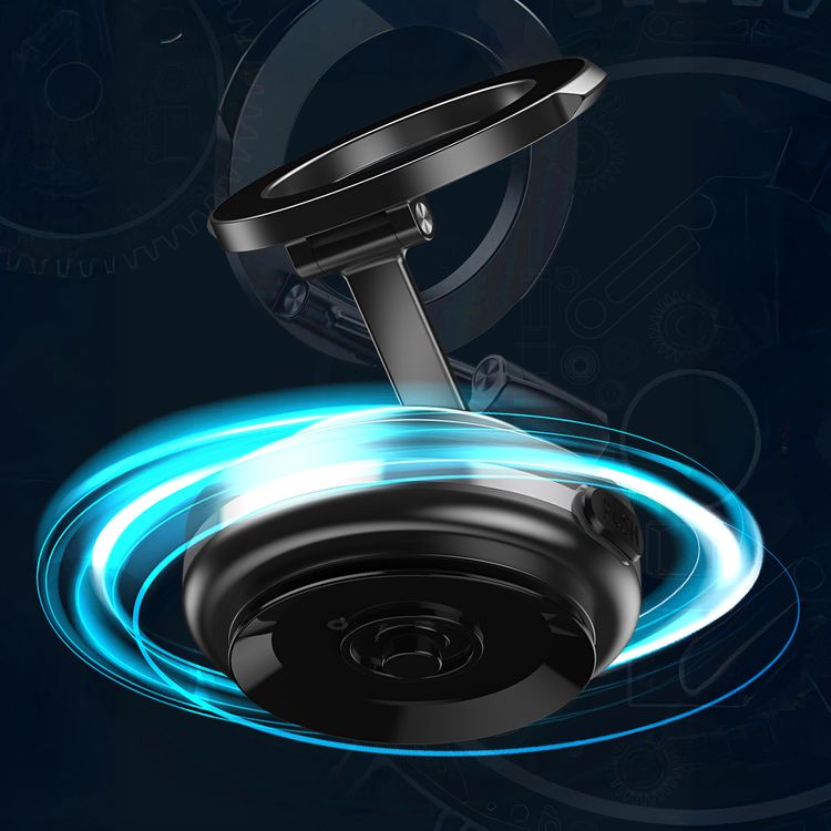 Porodo Vacuum Lock MagSafe Phone Holder with One-Touch Electric Suction, 100mAh Battery, N52 Magnets, 360° Rotation, Adjustable Viewing Angle, Foldable State, Multi-Surface Mount, ABS, Silicone & Zinc Alloy Material - Black