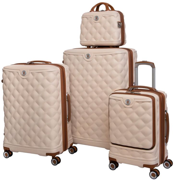 it luggage Indulging Unisex ABS Hard Case Luggage, Expandable Trolley Bag with 8x360° Spinner Wheels and TSA Lock - Medium / Cream