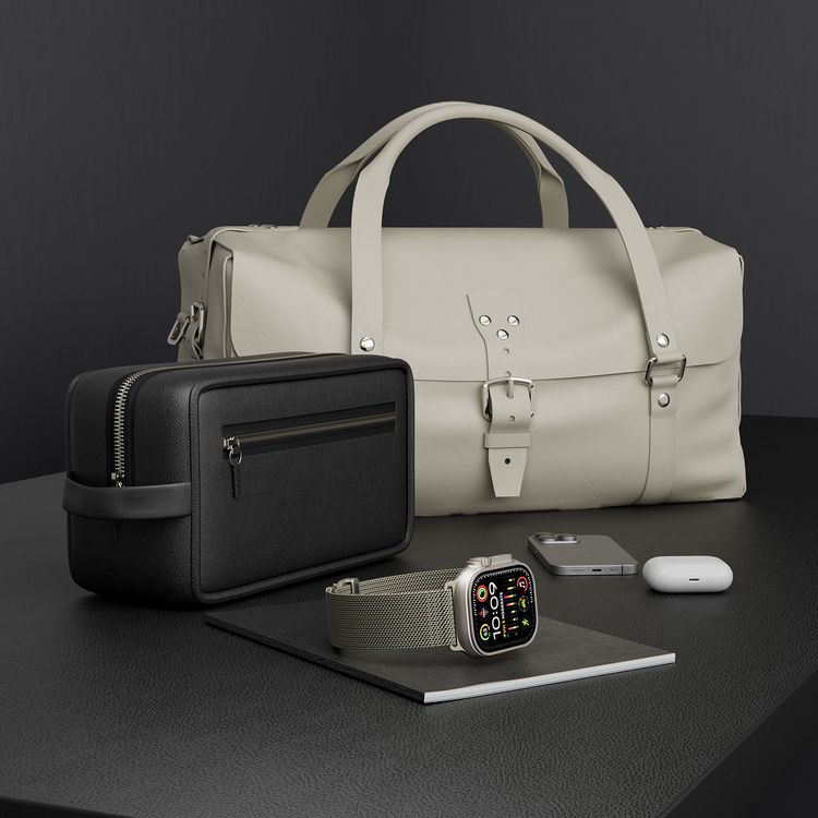 حزام ساعة Levelo SkyWeave، متوافق مع الساعات الذكية 49/46 ملم وساعة Apple Watch SE، السلسلة 9، 8، 7، 6، 5، هيكل من قطعتين، مقاوم للماء، للارتداء على مدار الساعة طوال أيام الأسبوع - التيتانيوم