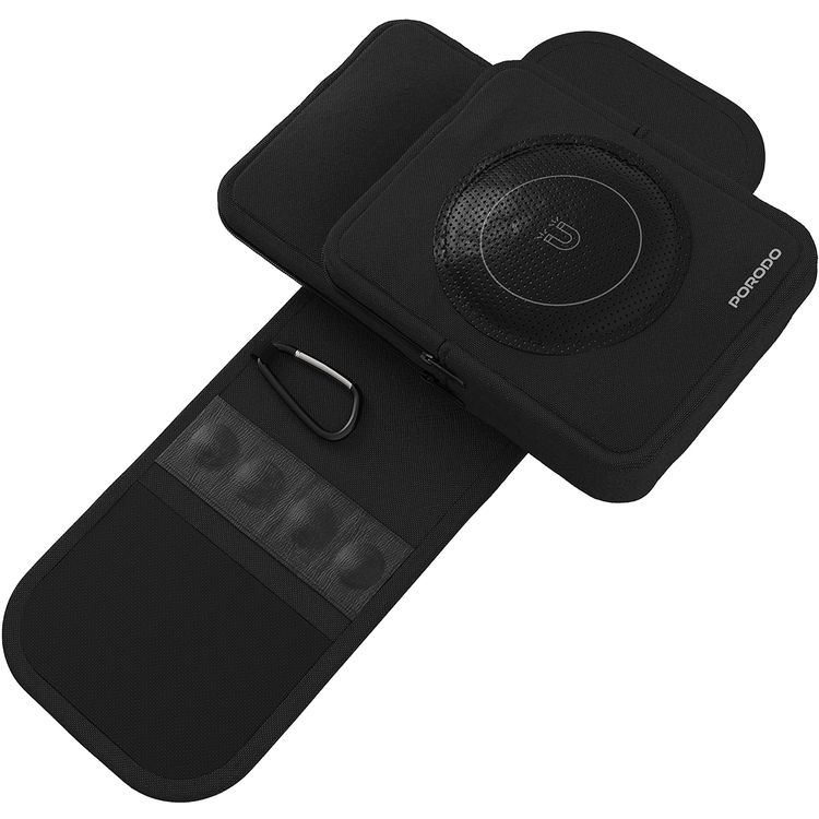 Porodo Lifestyle Magnetic Water Bottle Bag for Standard Water Bottles, Durable Neoprene Material, Magnetic Phone Holder, 3mm Magnet Thickness, Compact & Portable - Black