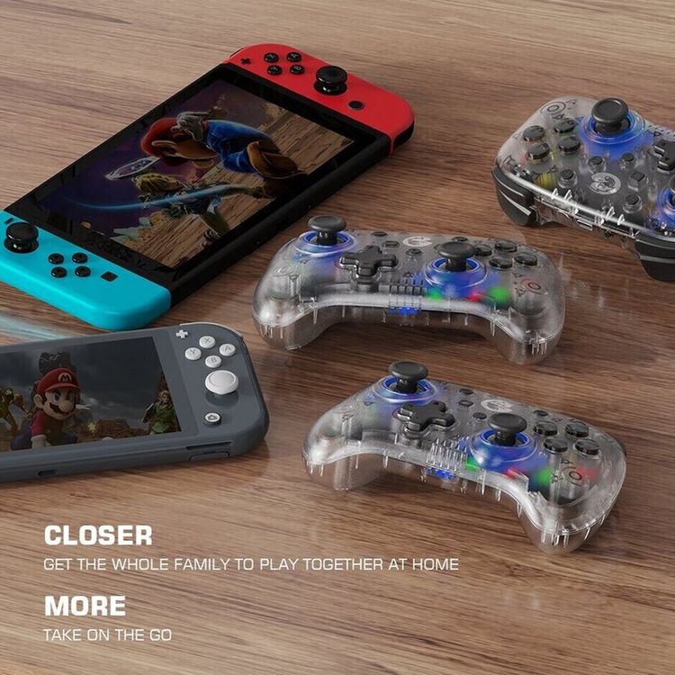 GameSir T4 Mini Multi-Platform Gaming Controller with Up to 10 Hours Working Time, Adjustable Backlight Modes, Multiple Turbo Setups, User-Friendly - Translucent White