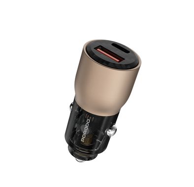 Porodo 95W Car Charger Transparent Multi-Device PD Charging, Simultaneous Fast Charging, Universal Compatibility - Desert Titanium