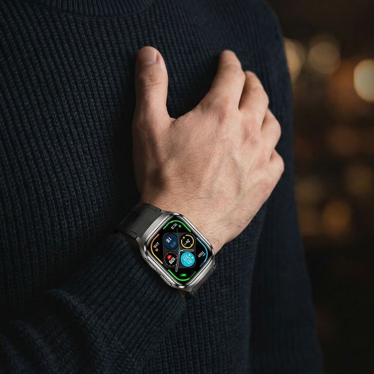 Green Lion Sense ECG Smart Watch with 12 Days Working Time, Soft TPU Medical Airbag, High-Precision Sensor, Oscillometric Blood Pressure, AMOLED 2.06" Display, Real-Time Notifications, Hands-Free Calls, Bluetooth Version 5.3, Voice Assistant, 530mAh Battery Capacity - Black