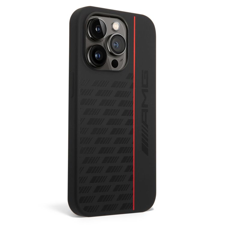 AMG Liquid Silicone Case - Carbon Pattern, Bumper Protection iPhone 14 Pro Compatibility - Black