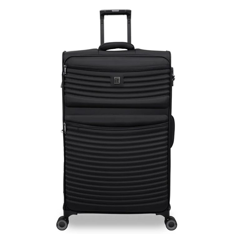 it luggage Precursor Unisex Lightweight Soft Case Trolley, Expandable Polyester Luggage with 8 Spinner Wheels, Telescopic Handle & TSA Lock - Large / Black