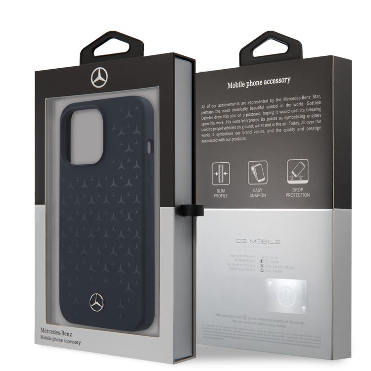 CG MOBILE Mercedes Benz Liquid Silicone Case With Stars Pattern Compatible for iPhone 13 Pro (6.1") Anti-Scratch, Easy Access to All Ports, Drop Protection