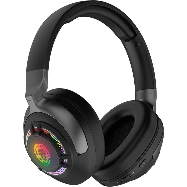 Green Lion Shadow ANC Gaming Headset with 50 Hours Play Time, 50 mm Dynamic Driver, Immersive Audio Experience, Multi-Device Compatible, Detachable Boom Microphone, ANC Noise Block Out, 2.5 Hours Charging Time, Bluetooth Version 6.0, 10m Operating Distance - Black Color