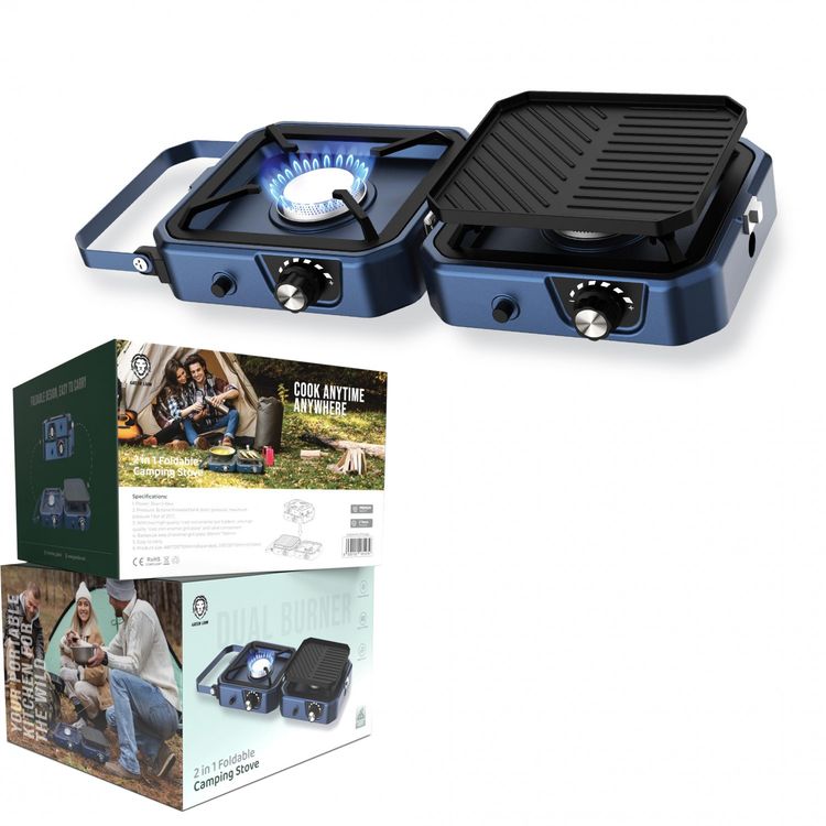 Green Lion 2 In 1 Foldable Camping Stove - Blue