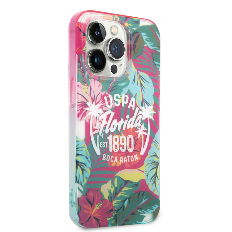 USPA PC/TPU Case Florida Design iPhone 14 Pro Compatibility - Pink/Green