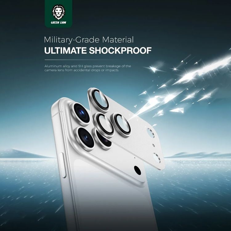 Green Lion Camera Lens Pro for iPhone 17 Pro Max, HD Clarity, Anti-Scratch, Anti-Fingerprint, Nano Absorption, Aluminum Lenses, Innovative Design, Easy Installation - Blue Titanium
