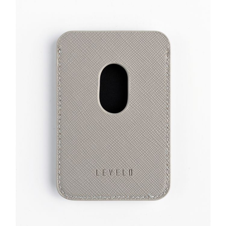 Levelo Bond MagSafe Card Holder Wallet with Metal Signature Logo - Gray