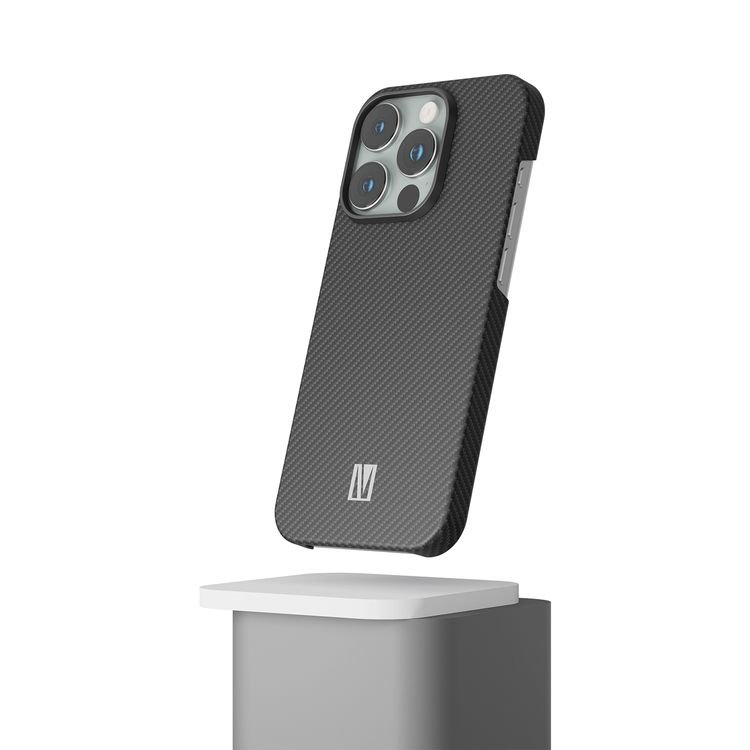  Levelo Sergei 1500D Aramid Fiber Case for iPhone 15 Pro, MagSafe Compatible, Shock-Proof Edges, Slim & Lightweight Design - Black