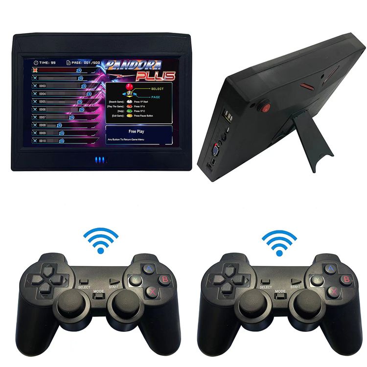 Green Lion Classic Retro Gaming Console with 11 Inches TFT Screen, Supports VGA Output & HD Output, Supports TF Card Up-to 512 GB, 10800mAh Battery, 6 Hours Working Time, Linux System - Black