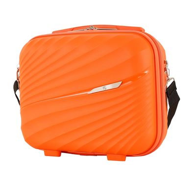 H.T Luggage Bag, Hard Case Polypropylene (PP) Material, Expandable, Telescopic Handle, Scratch Resistant, TSA Lock, Vanity Case Size - Orange