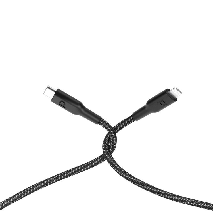 Powerology USB-C to Lightning 30Cm/0.98ft Braided Cable, PD 60W, MFI Certificated, more than 30000 Bends Lifespan - Black