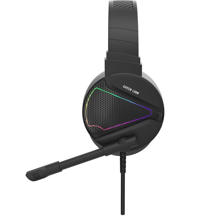 Green Lion GP27X Gaming Headphone with Noise Canceling Microphone, Hight Definition Audio, 3 Color Lights, 3.5mm Audio Jack, 360° Free Bending, Comfortable to Wear - Black