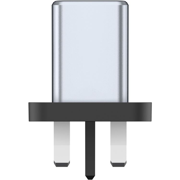 Green Lion GaNPremium UK Plug Wall Charger with 35W Power Delivery, 0%-50% Charge in 30 Minutes, PC Flame Retardant Material, Multiple Protection, USB-C & USB-A Ports - Gray