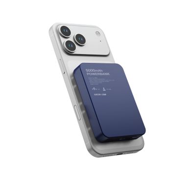 Green Lion GL-MAG 5000mAh Power Bank with 20W Power Delivery, MagSafe Charging, LED Indicator, 15W Wireless Charging, Slim Design - Blue