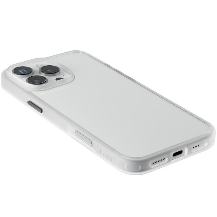 Levelo Solo Case for iPhone 16 Pro Max with Clearview Technology, Matte TPU Bumper, Comfortable Grip, Impact-Resistant Corners, 3H Scratch Resistance - White