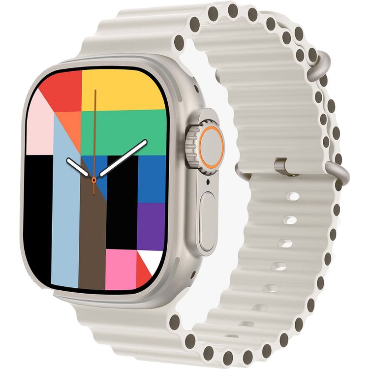 Green Lion Communicate Ultra Smart Watch with 1.85" Amoled Screen Dispaly, 280mAh Battery Capacity, Wireless Charging, AI Voice Assistant, 125 MB Flash Storage, 3-5 Days Working Time - Silver