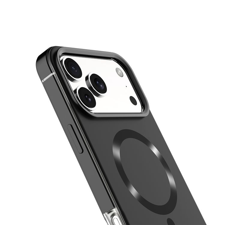 Levelo Opulis MagSafe Frosted Case for iPhone 17 Pro, Liquid Silicone Comfort, Anti-Scratch, Aluminum Alloy Frame for Camera & Edges, Anti-Fingerprint, Strong Magnets, Multi-Layer Design, Shock-Resistant Bumper, Non-Slip Surface - Phantom Black