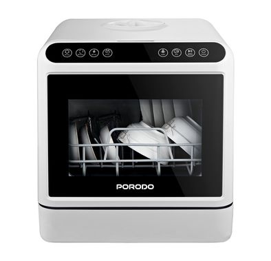 Porodo Lifestyle Counter-Top Dishwasher 220V, 5L Water Tank Capacity, 25L Space Capacity, Hot Air Drying, Hygienic Cleaning Power, UV Sterilization - White