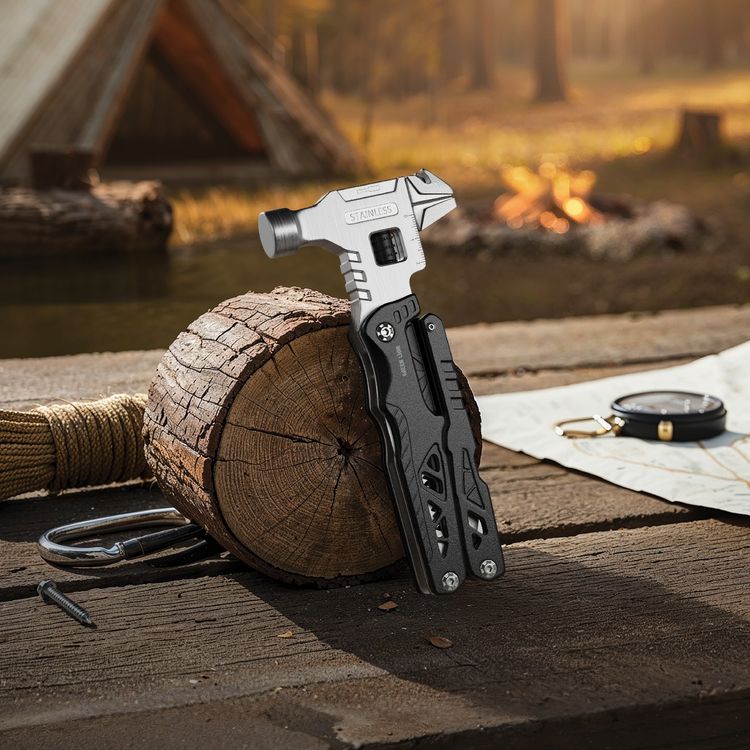 مطرقة متعددة الأدوات 18 في 1 من جرين ليون مع مفتاح ربط قابل للتعديل، مقبض مصنوع من سبيكة بإرجونوميا، قوة شديدة التحمل، طول شفرة السكين 7.5 سم، مفكات متعددة الرؤوس، مادة من الفولاذ المقاوم للصدأ المتينة، طول شفرة المنشار 7.5 سم - أسود