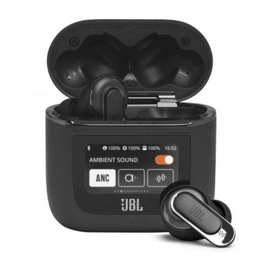 JBL Tour Pro 2 True Wireless Earbuds with Adaptive Noise Cancellation, Up to 10 Hours Battery Life, Up to 40 Hours with the Charging Case, USB Type-C Charging and Qi-certified Wireless Charging, IPX5 Waterproof Rating, Bluetooth Version 5.3, JBL Legendary Pro Audio Sound - Black