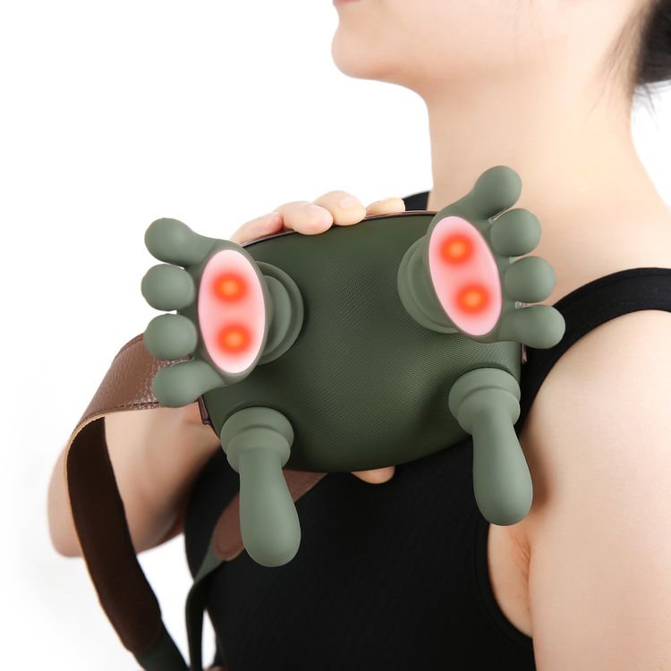Porodo Lifestyle RelaxRobo Portable Heating Neck Massager with 3 Speed Levels, 2 Heating Levels, 2 Hours Working Time, Safety Auto Shut-Off, Adjustable Strap, Skin-Friendly Material, 4 Hours Charging Time, 2A Rated Current, USB-C Charging Port, ABS + Silicone + Leather Material - Green