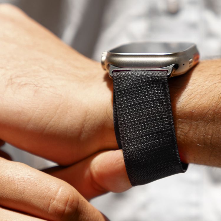 Levelo Ace Loop Watch Strap with Titanium G Hook Buckle for Apple Watch 49/45mm, Sweat & Water Resistant, Compatible with SE, Series 8, 7, 6, 5 & 4, Soft & Comfortable Fit - Black