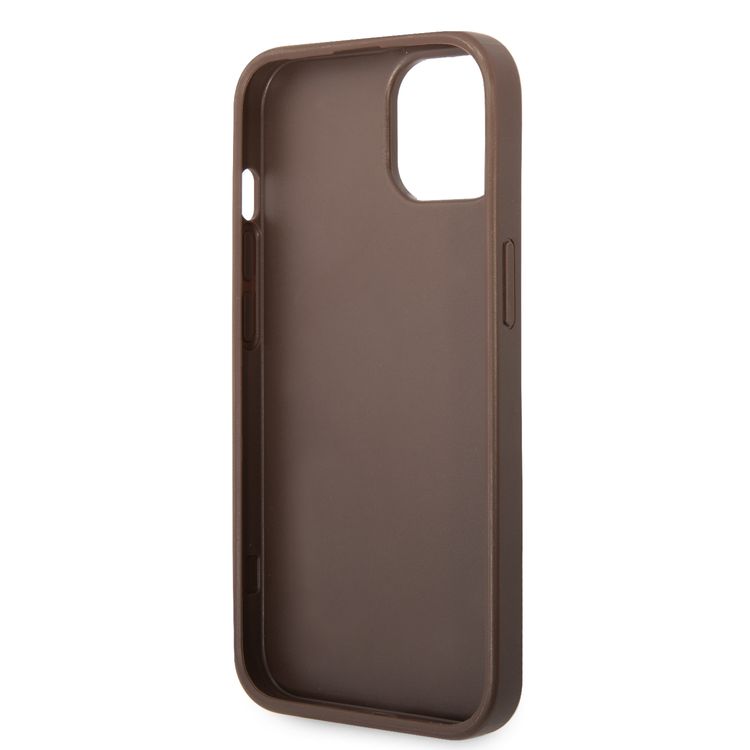 Guess PU Leather 4G Classic and Stylish Case with Big Metal Logo iPhone 14 Compatibility - Brown