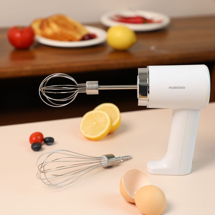 porodo لايف ستايل خلاط يدوي متعدد الوظائف قابل لإعادة الشحن 2 في 1 مع مفرمة وخافق، حماية من التيار الزائد، وظيفية لاسلكية، حماية من التفريغ الزائد، 3 أوضاع خفق، 3 أوضاع فرم، تصميم مريح، 3 مستويات سرعة، لوحة لمس LED، سعة 300 مل، تحكم باللمس - بيج