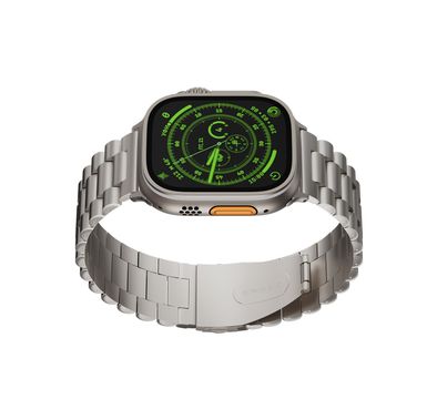 Levelo Daytona Watch Strap with Adjustable Links for Apple Watch 49/45mm, Anti-Oxidation Technology, Compatible with SE, Series 8, 7, 6, 5 & 4, Stainless Steel with Premium Metal Finish - Starlight