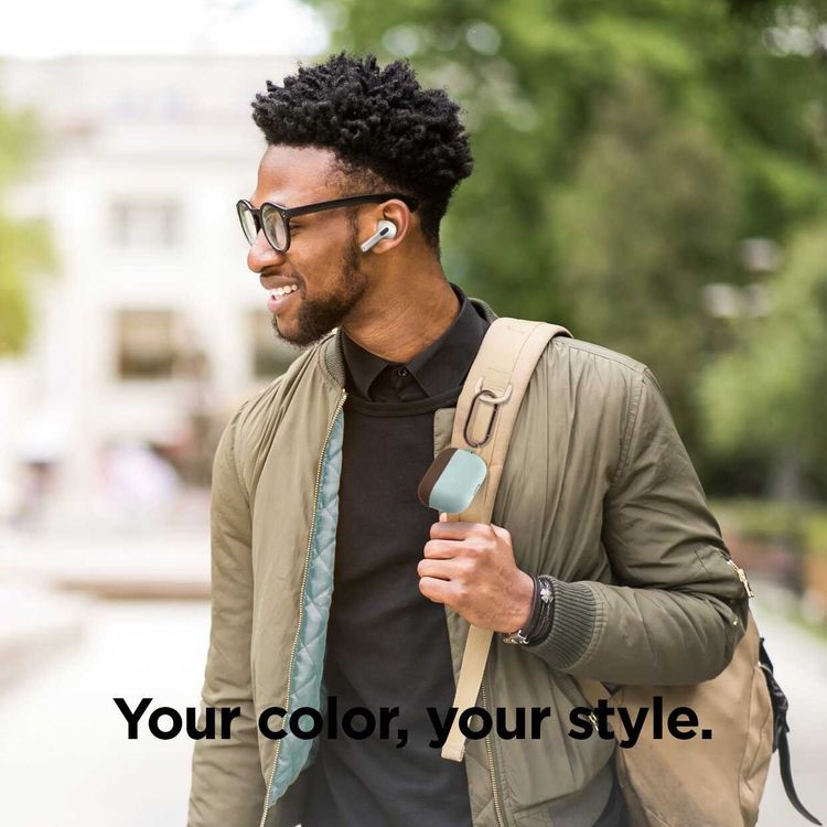 Elago Duo Hang Case for Apple Airpods Pro - Top-Dark Brown / Medium Gray, Bottom-Mint