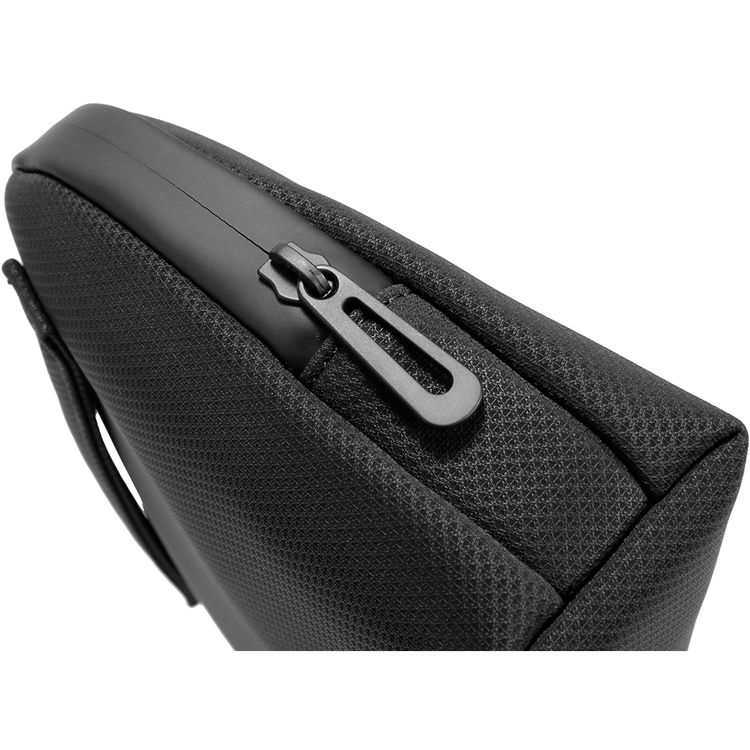 Porodo Geneva Tech Accessory Pouch with Easy-to-Carry Handle, 1L Capacity, PU Material, Zipper Closure, Water Resistant, Spacious Compartment, Cable Organizer - Black
