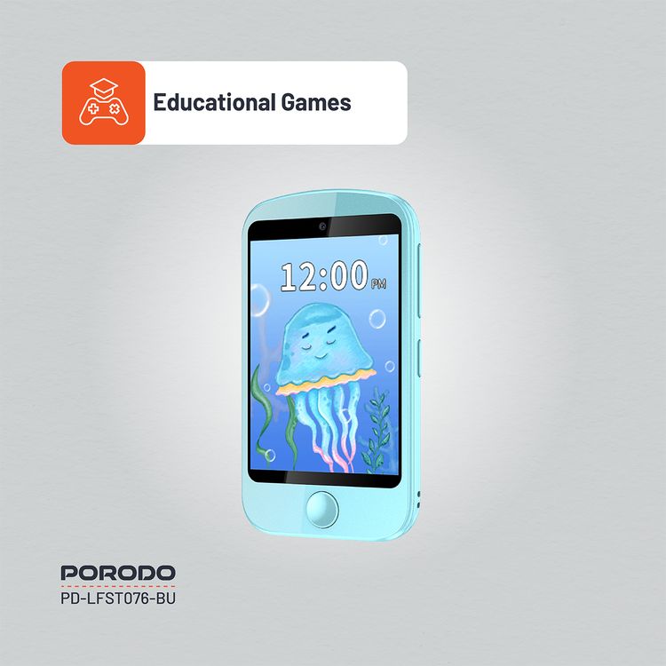 Porodo Kids 4G Smart Phone, 700mAh Battery Capacity, 24 Hours Normal Usage, 48 Hours Standby Time, SOS Calling, 2.8" Screen Size - Blue