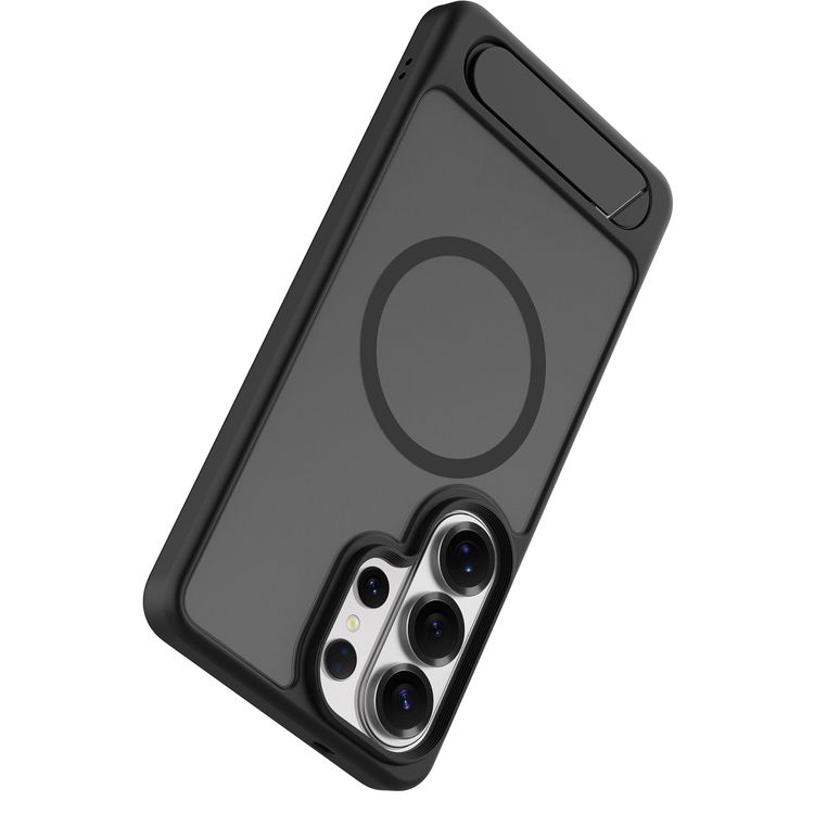 Levelo Matteo Hybrid Kickstand Case for Samsung S26 Ultra, Anti-Fingerprint Coating, Raised Bezels for Camera & Screen, Shock-Resistant Bumper, Drop Protection - Black