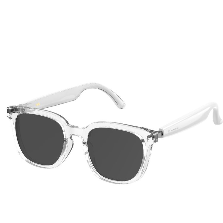 Powerology Smart Audio Sunglasses with UV Protection, Smart Touch Control, 6 Hours Talk Time, 8 Hours Play Time, Magnetic Charging, 2 x 90mAh Battery Capacity, Bluetooth Version 5.4, 15m Transmission Distance, Smart Sleep Mode, Auto-Pairing, Low Latency - Transparent