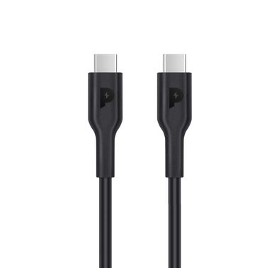 Powerology Type-C to Type-C Connector Cable PD 100W, Fast Data Sync & Charging, Universal Compatibility, 1.2m in Length, Overheat & Overcurrent Protection - Black