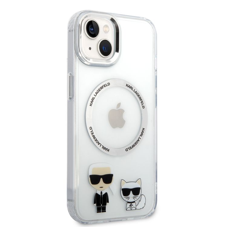 Karl Lagerfeld Magsafe PC/TPU Case with Ring Wireless Chargeable iPhone 14 Compatibility - White