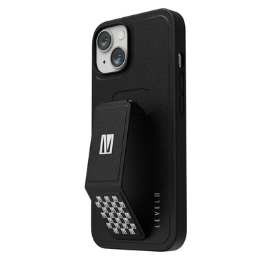 Levelo Morphix Gripstand PU Leather Case for iPhone 14 Plus - Black