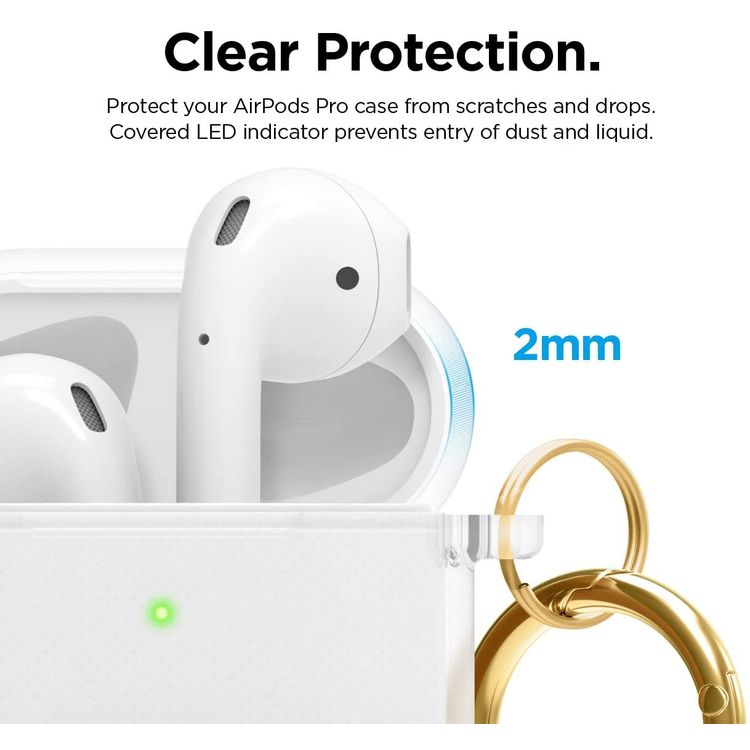 Elago Clear (TPU) Hang Case Compatible for Apple AirPods 1&2 Generation, Front LED Visible, Scratch Resistant, Drop Resistant, Dustproof and Absorbing Protective Cover