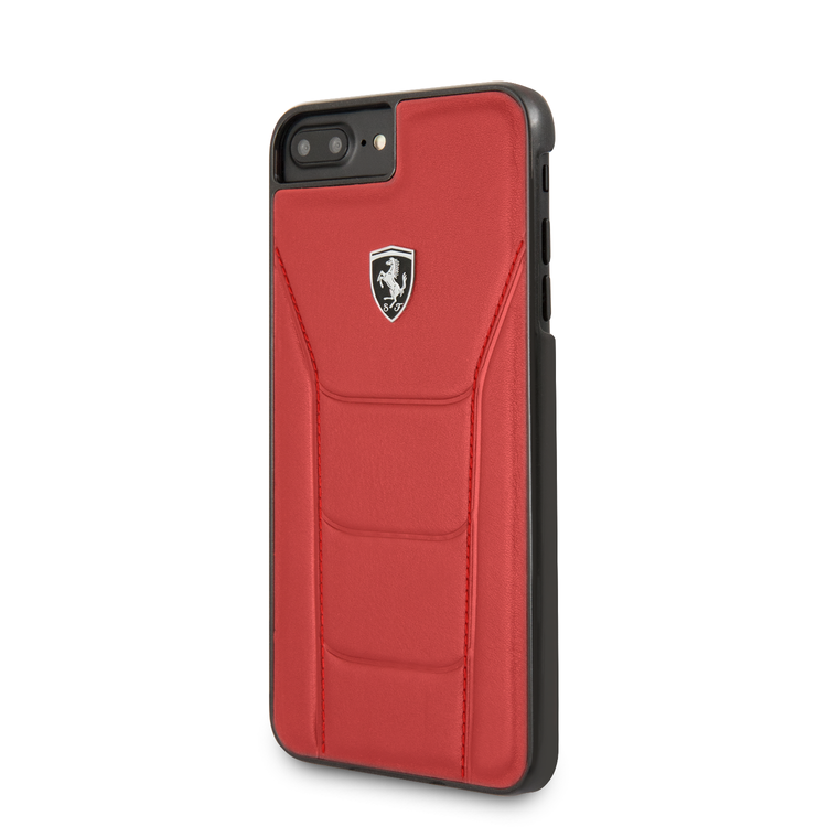 CG MOBILE Ferrari Heritage 488 Genuine Leather Hard Phone Case Compatible for iPhone 7 / 8 Plus | Shock & Scratch Resistant Mobile Case Officially Licensed - Red