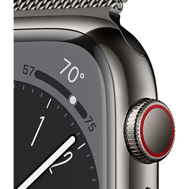 Apple watch series 8 (GPS + Cellular) - Graphite Stainless Steel Case, Graphite Milanese Loop - 45 MM