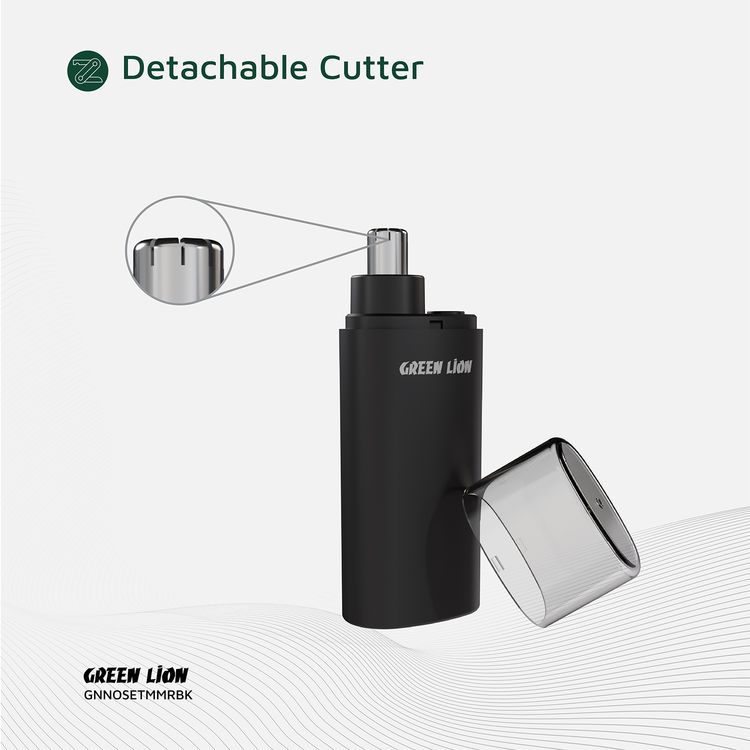 Green Lion Nose Pro Nose & Ear Trimmer with 2 Speed Settings, 360° Rotating Head, Detachable Cutter, 150mAh Battery, 100 Minutes Working Time & 90 Minutes Charging Time, Safety Protection - Black