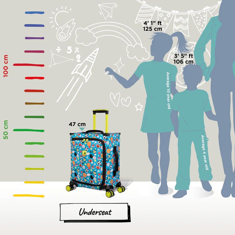 it Luggage Kids Maxpace Luggage, 31L Capacity, 8 Spinner Wheels, Telescopic Handle - Ocean Blue